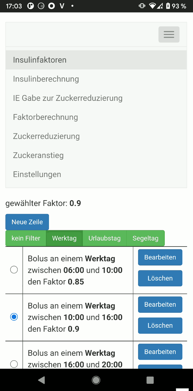 Screenshot von der Androidversion